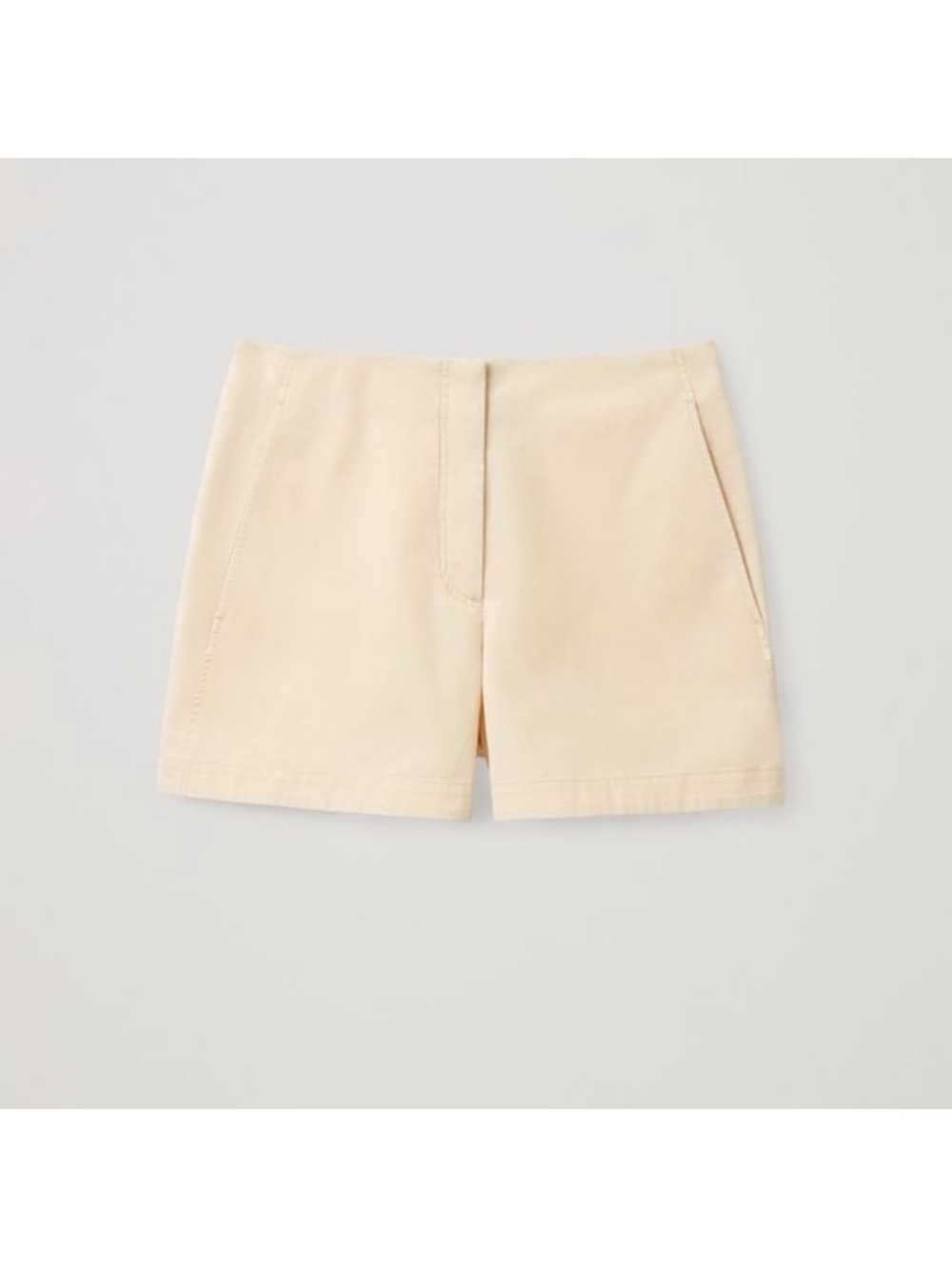 COS Cream High-Waist Cotton Shorts